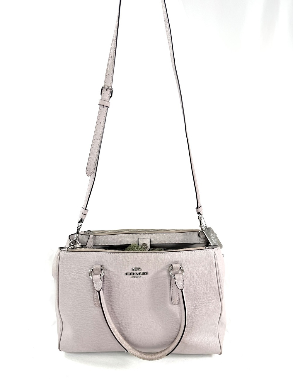 COACH Surrey F44955 Beige Crossgrain Leather Large Carryall Satchel Bag Rare